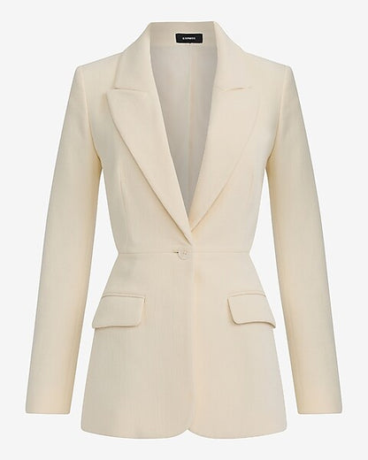 Textured Cutout Long Slim Blazer