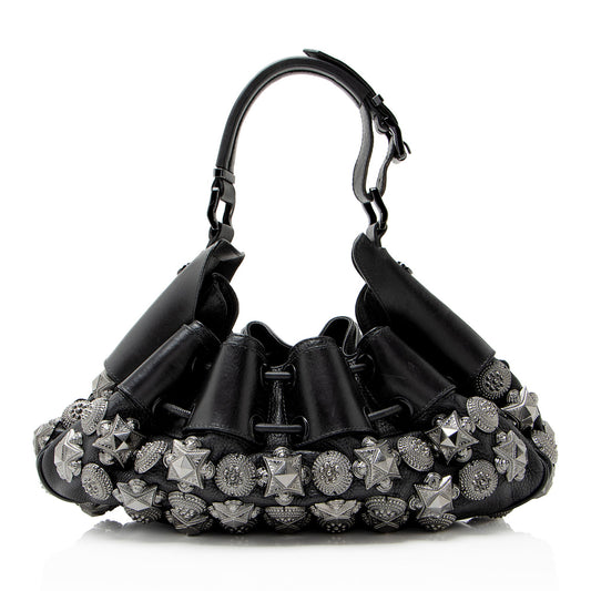 Leather studded handbag