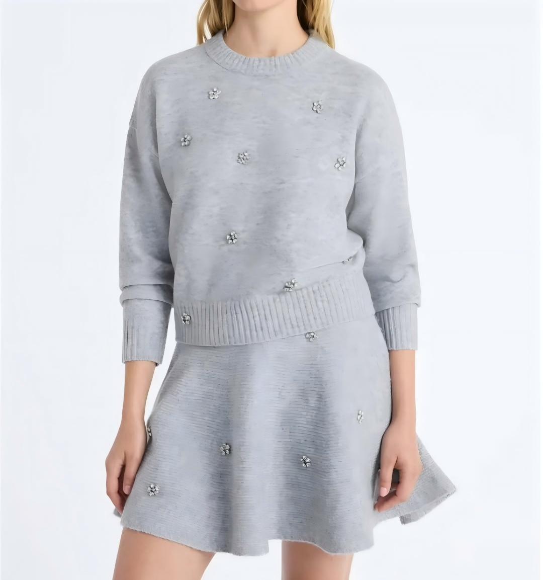 Crystal-embellished sweater dress set