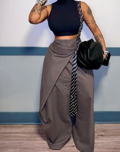 Pleated barrel trousers