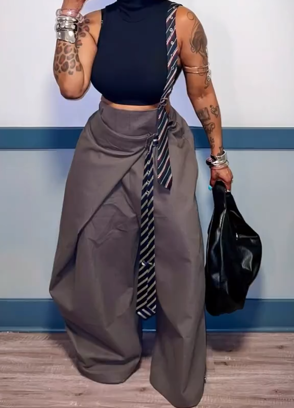 Pleated barrel trousers