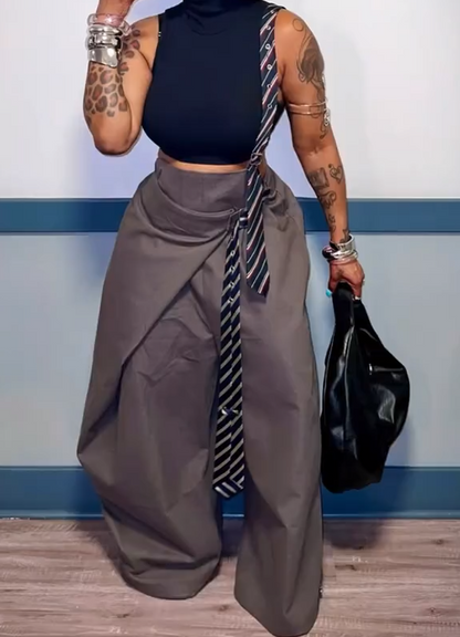 Pleated barrel trousers