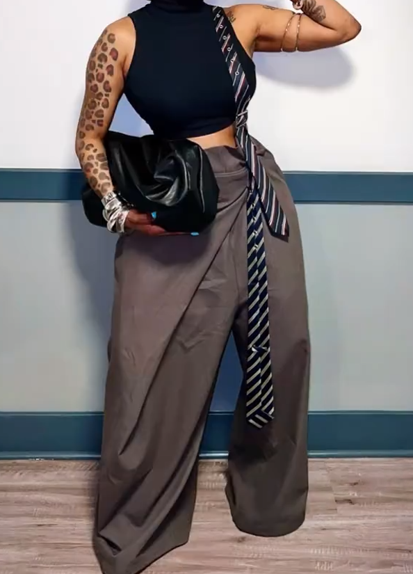 Pleated barrel trousers