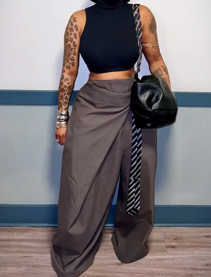 Pleated barrel trousers