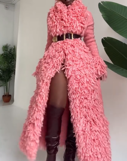 Tassel Knit Long Coat