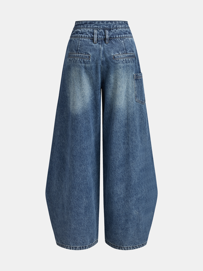 Cross-Front Wide-Leg Jeans