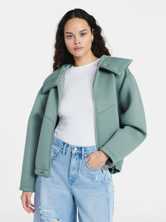 Fleece hooded oversized jacket