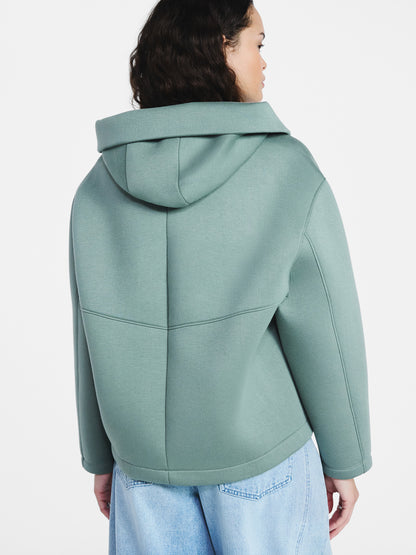 Fleece hooded oversized jacket