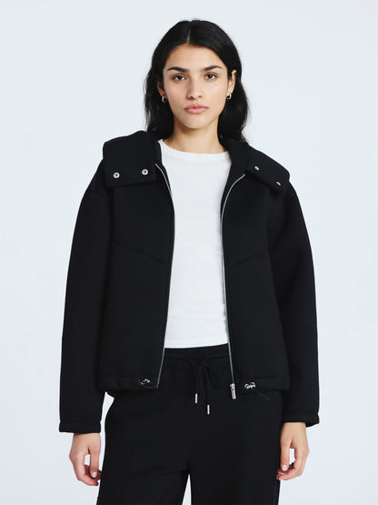 Fleece hooded oversized jacket