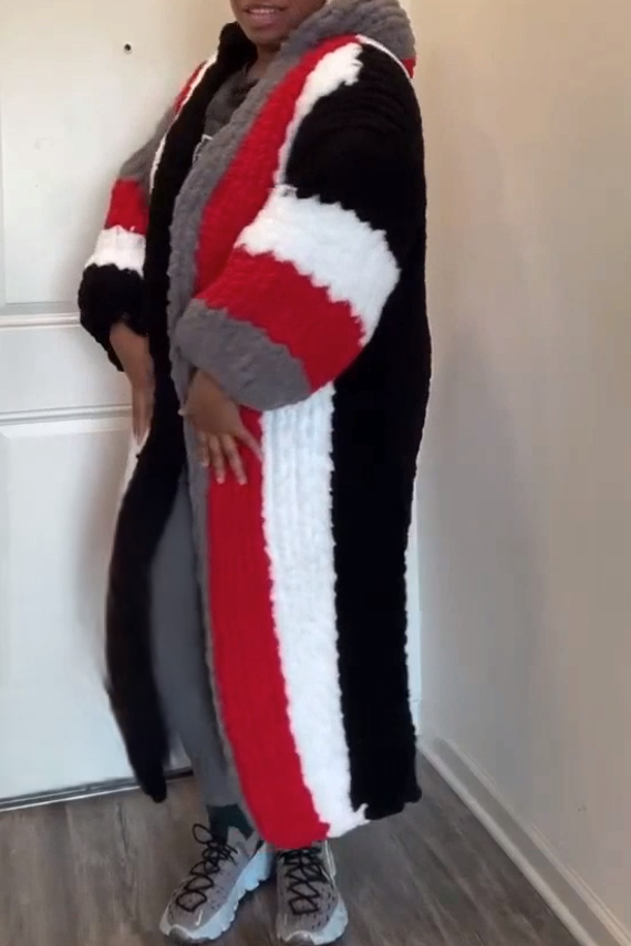 Chunky knit hooded jacket