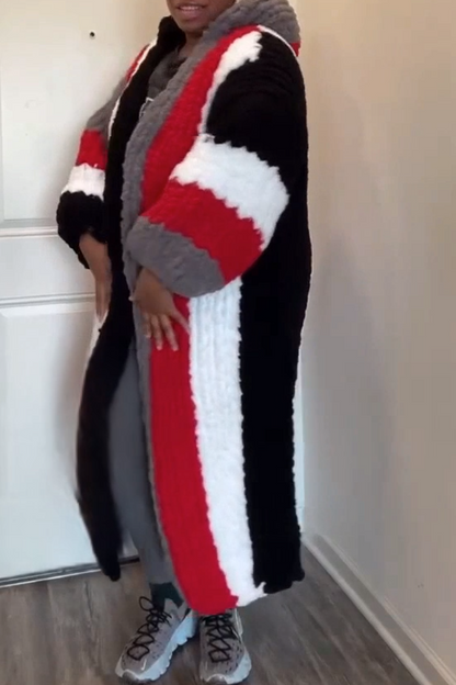 Chunky knit hooded jacket