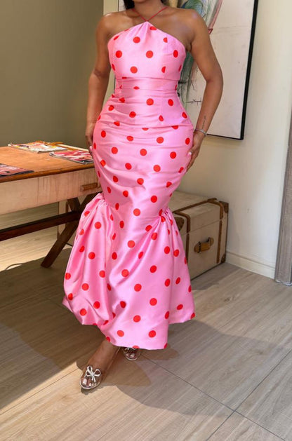 Polka dot fishtail skirt