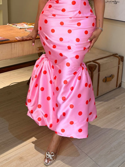 Polka dot fishtail skirt