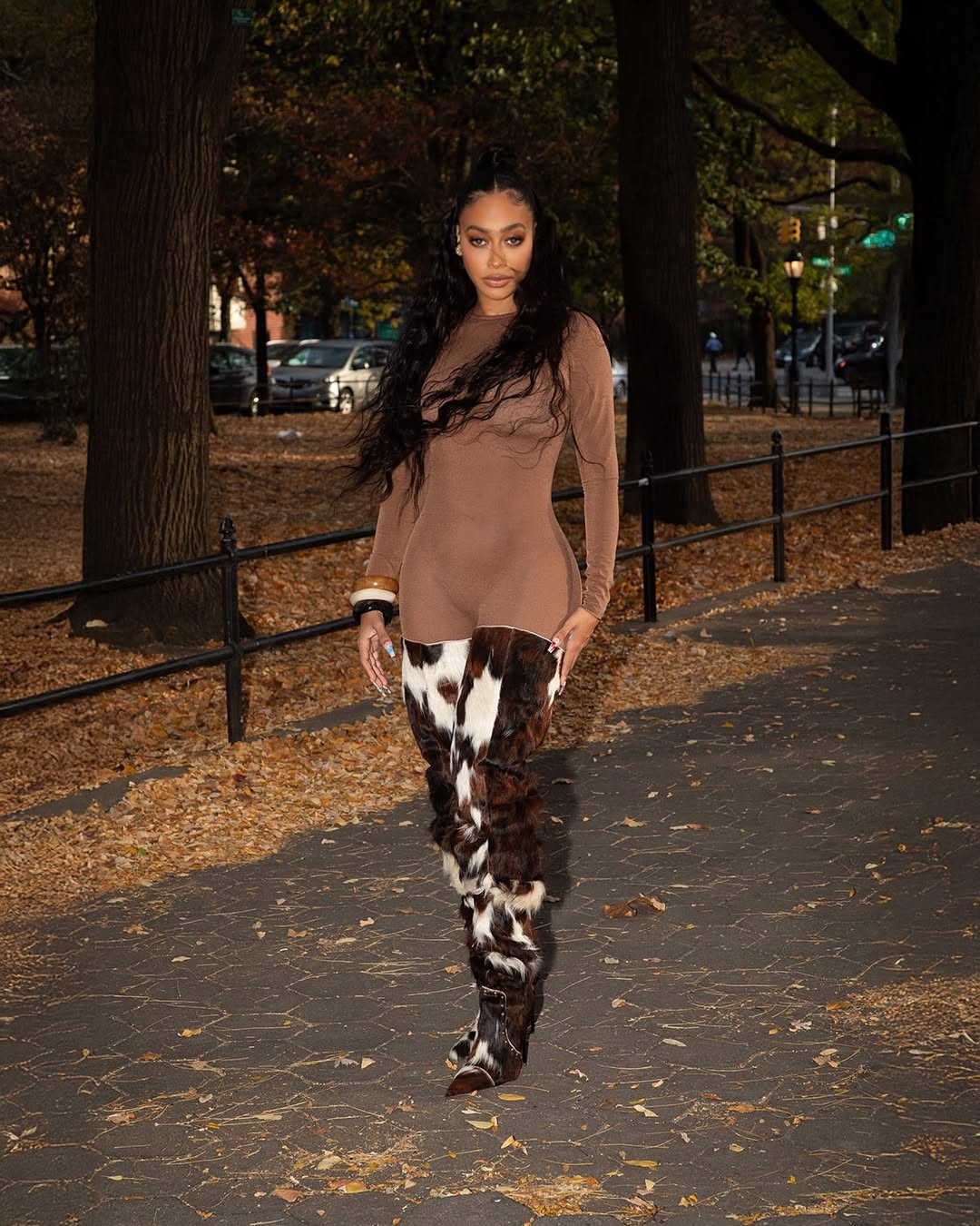 Cowhide Thigh High Boot