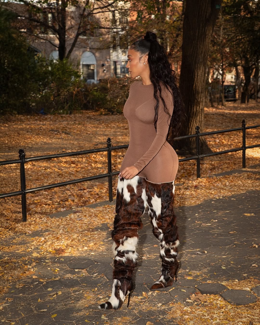 Cowhide Thigh High Boot
