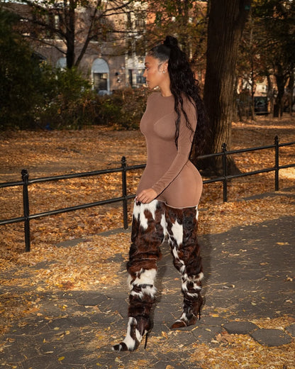 Cowhide Thigh High Boot