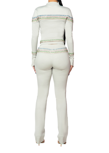 Crystal-embellished slim-fit casual suit