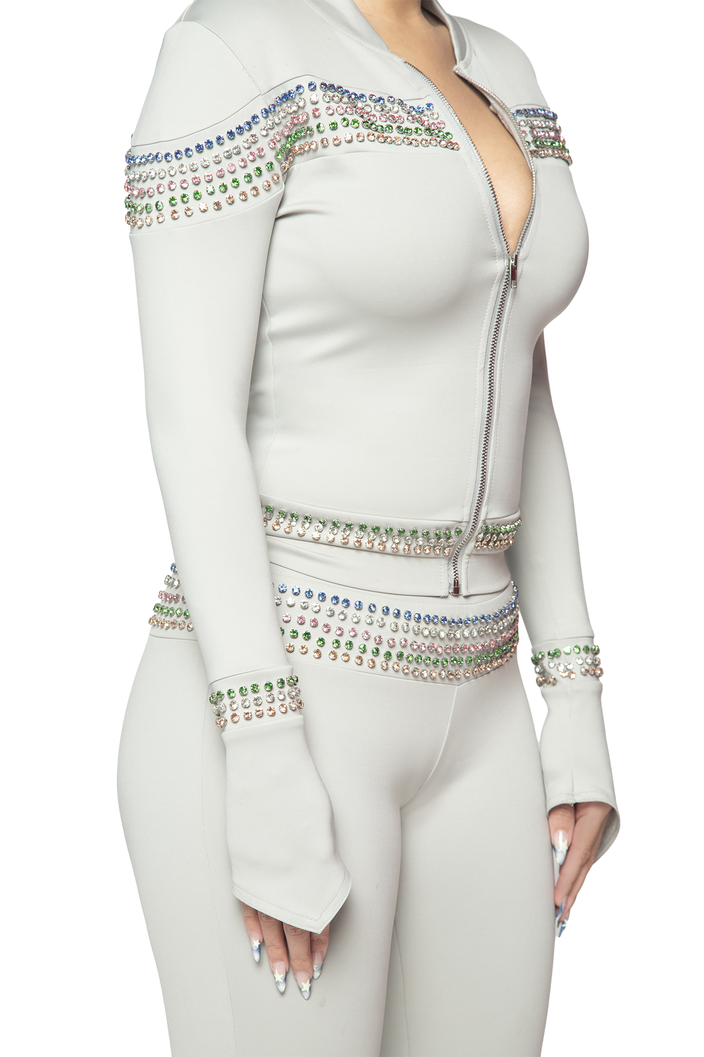 Crystal-embellished slim-fit casual suit