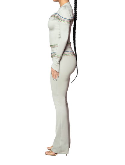 Crystal-embellished slim-fit casual suit