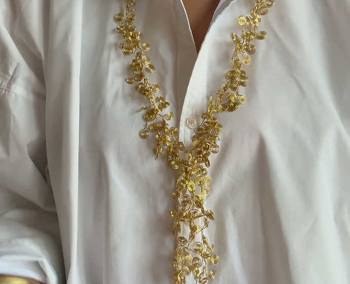 Sculpted brass necklace