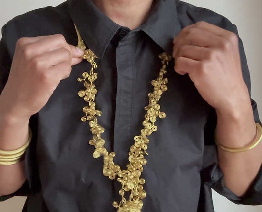 Sculpted brass necklace