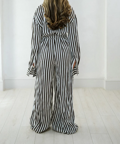 Striped wide-leg loose jumpsuit