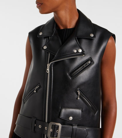Leather Jacket Plain Knit Maxi Dress