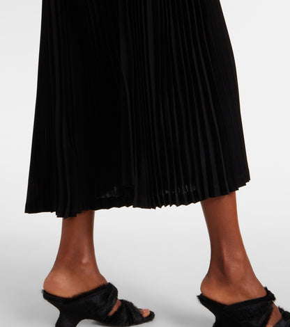 Leather Jacket Plain Knit Maxi Dress
