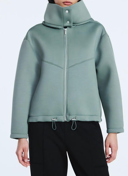 Fleece hooded oversized jacket