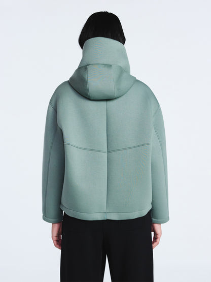 Fleece hooded oversized jacket