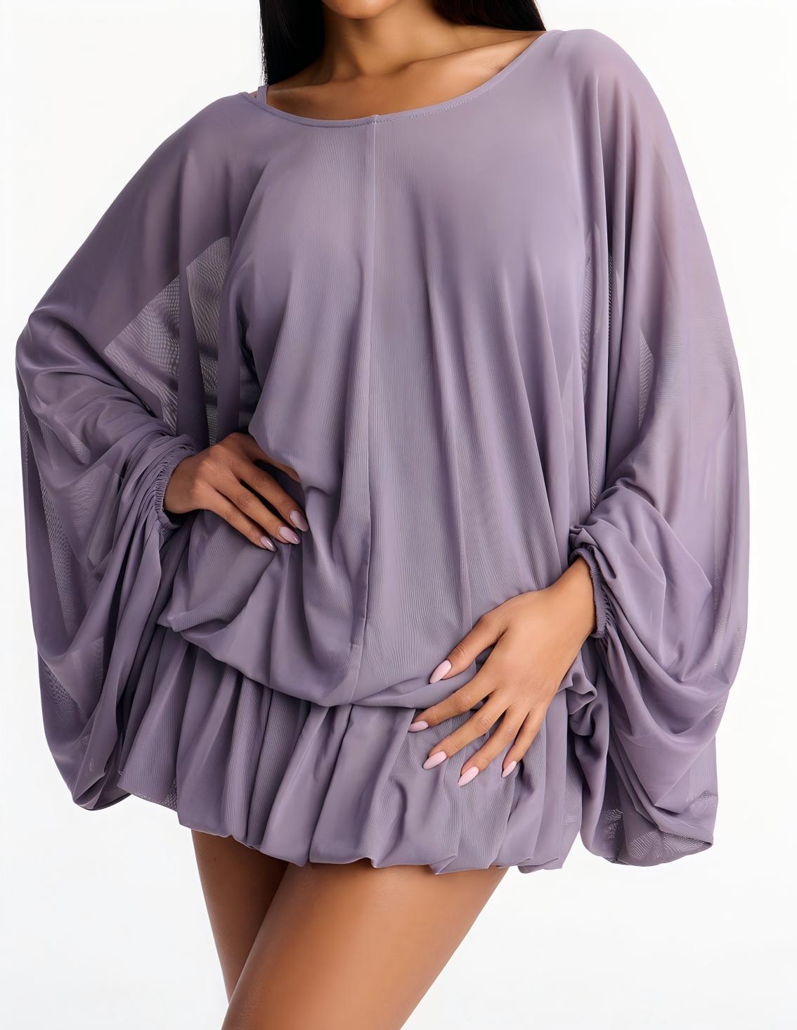 Off-shoulder mesh mini dress