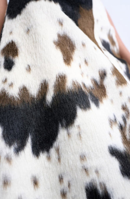 Faux fur pony skin A-line midi skirt