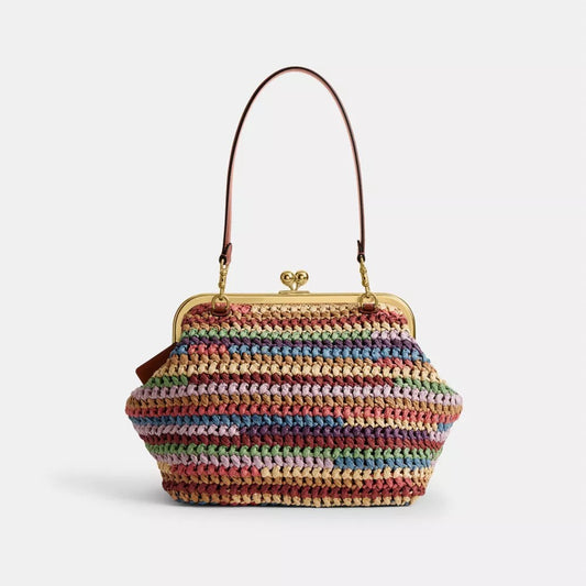 Straw Kiss Lock Bag