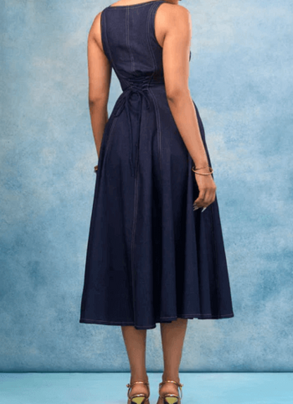 Denim midi skirt