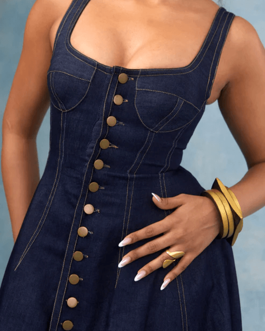 Denim midi skirt
