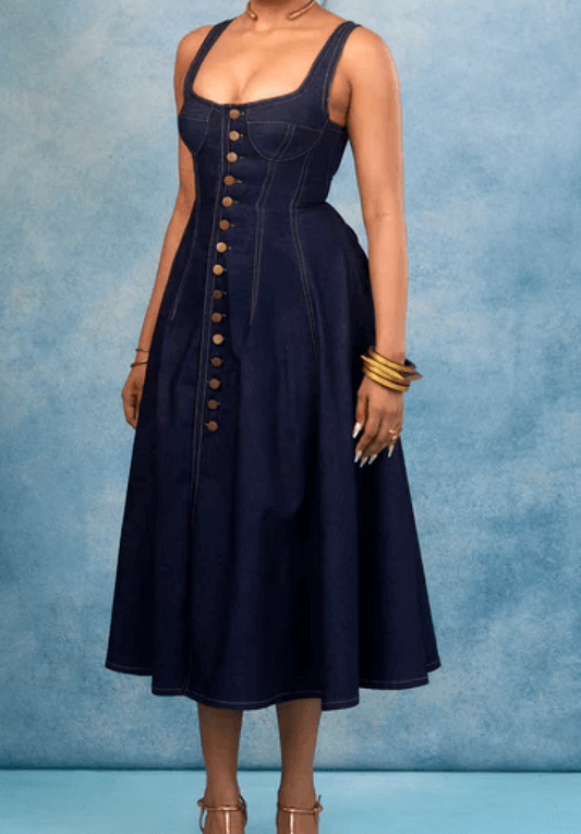 Denim midi skirt