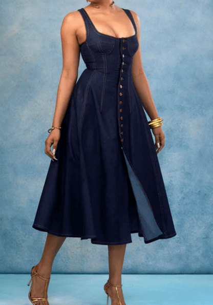 Denim midi skirt
