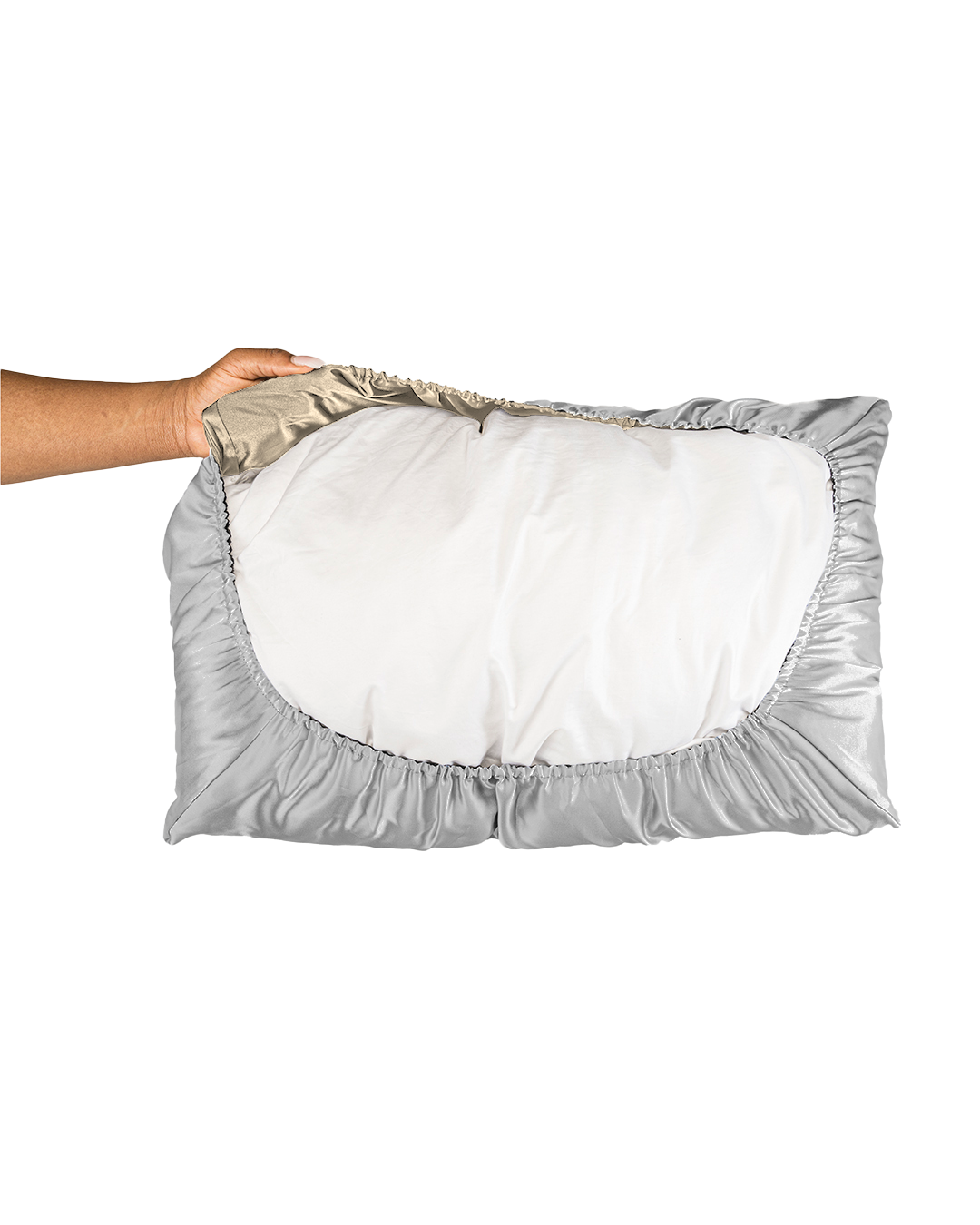 Double-sided satin sleeping cap and pillowcase