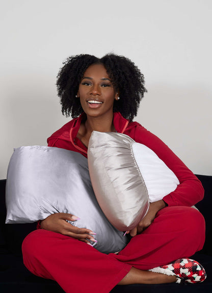 Double-sided satin sleeping cap and pillowcase