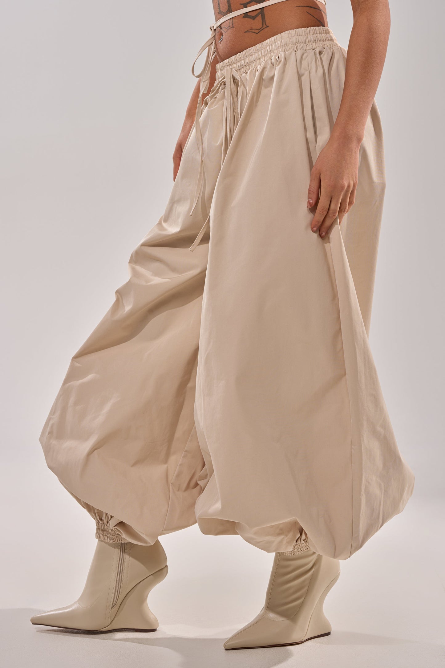 V-neck shirt + harem pants set