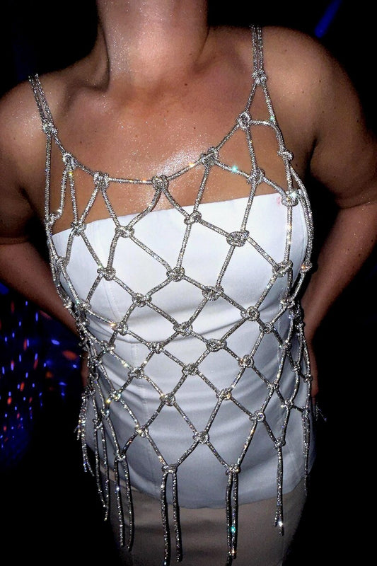 Rhinestones net T-shirt/Top - statement accessory