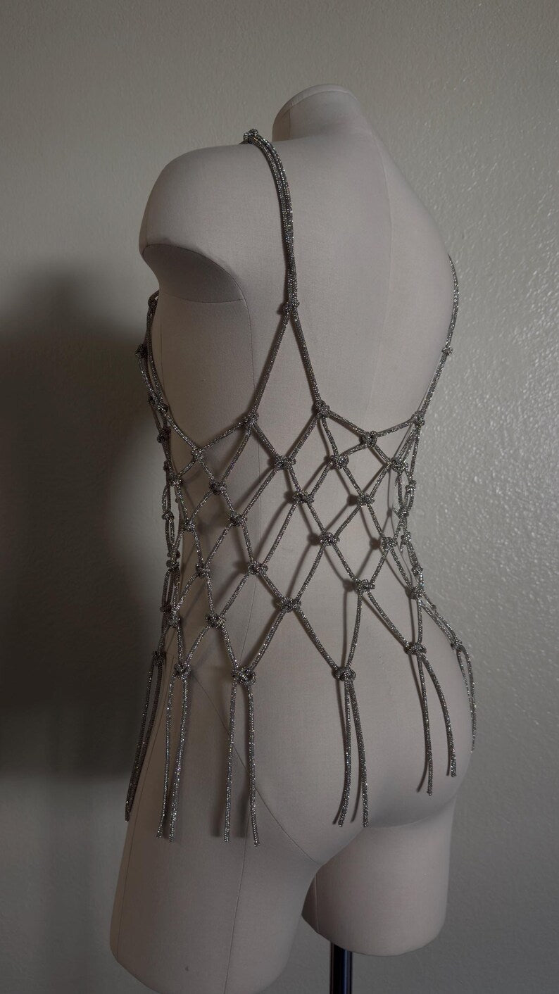 Rhinestones net T-shirt/Top - statement accessory