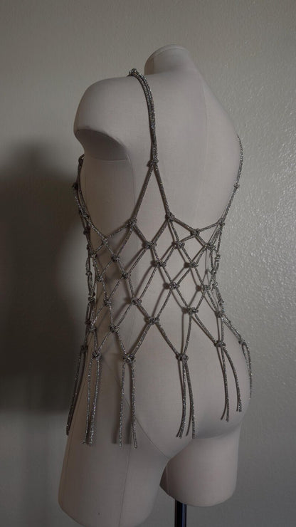 Rhinestones net T-shirt/Top - statement accessory