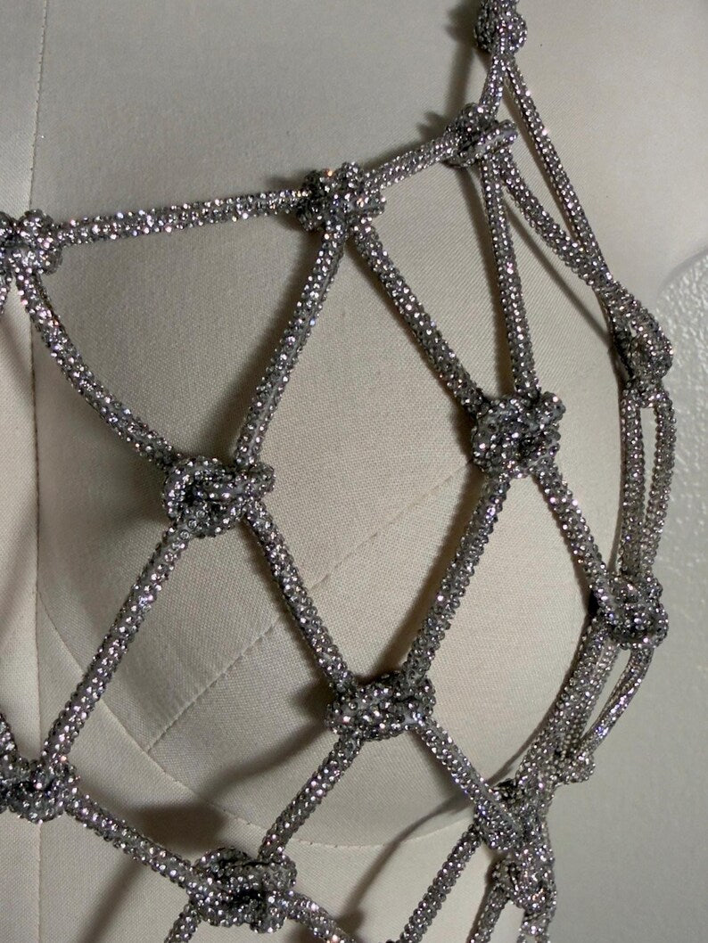 Rhinestones net T-shirt/Top - statement accessory