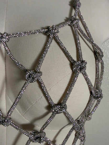 Rhinestones net T-shirt/Top - statement accessory