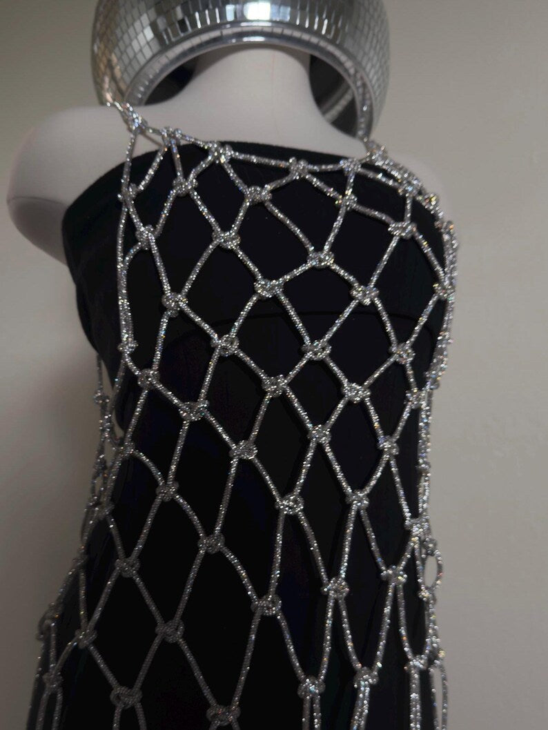 Rhinestones net T-shirt/Top - statement accessory
