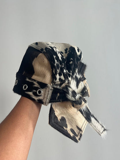 Multi-cowhide insho scarf hat