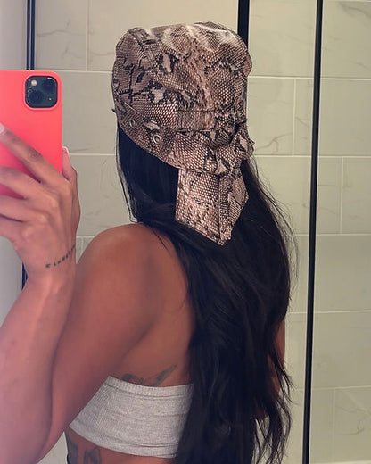 Multi-cowhide insho scarf hat