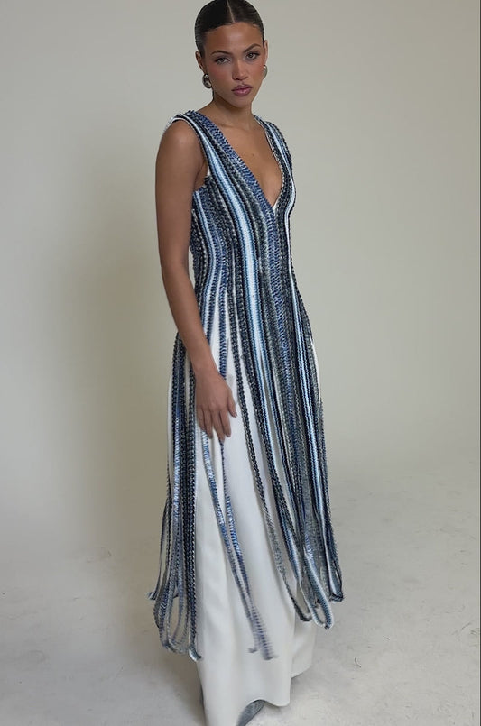 Blue woven rope top