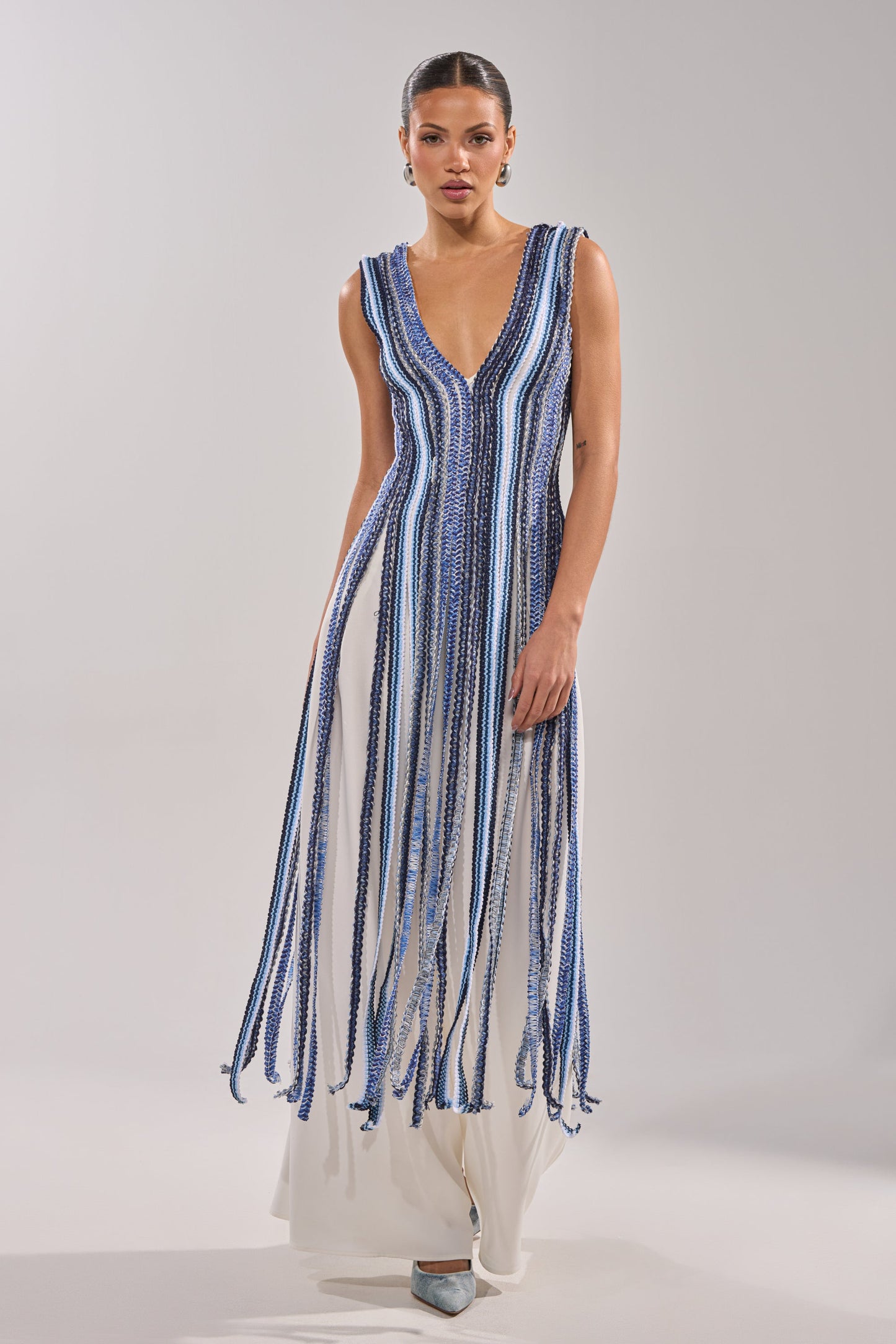 Blue woven rope top